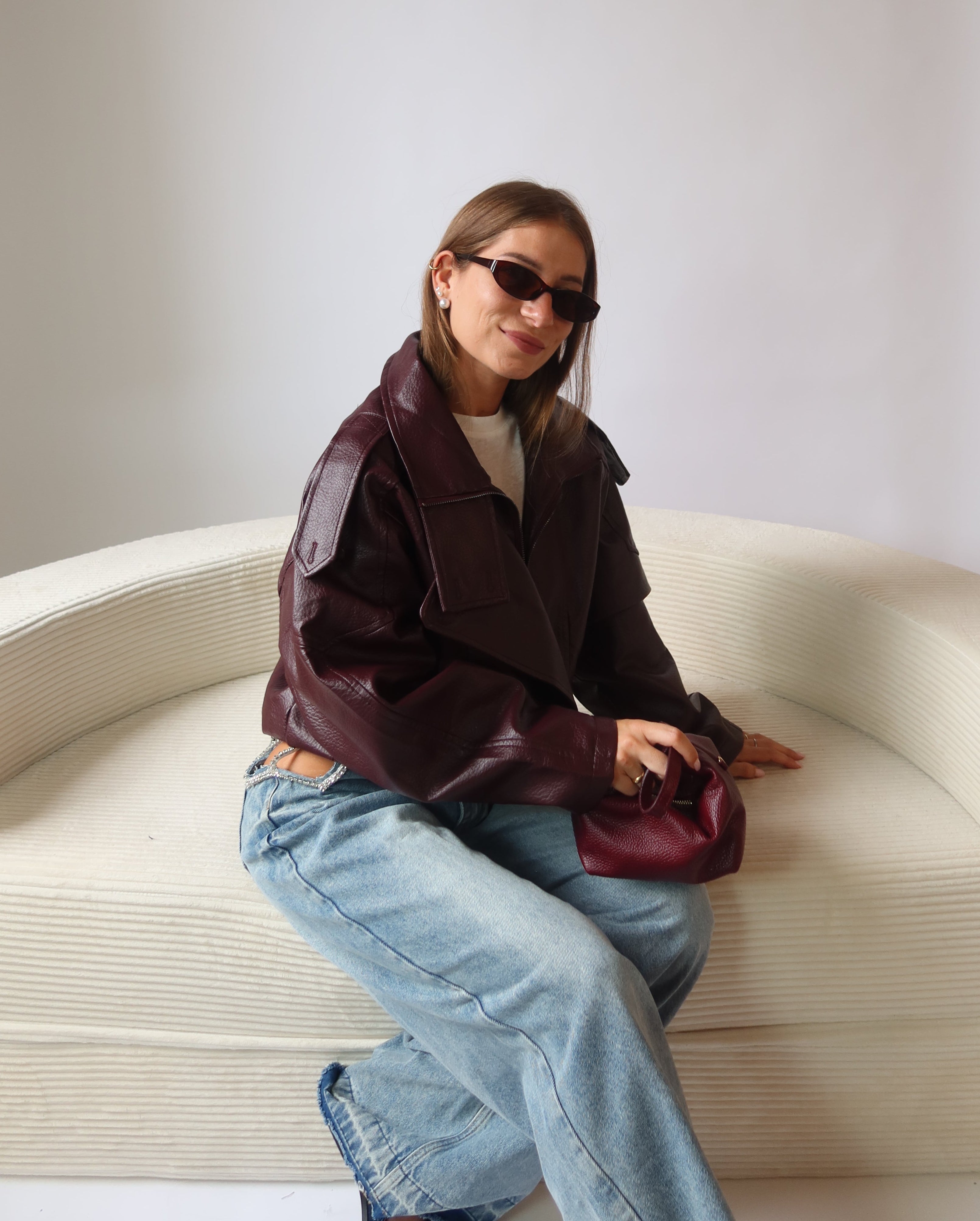 Giacca pelle oversize