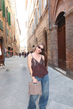 Borsa frange grande vera pelle