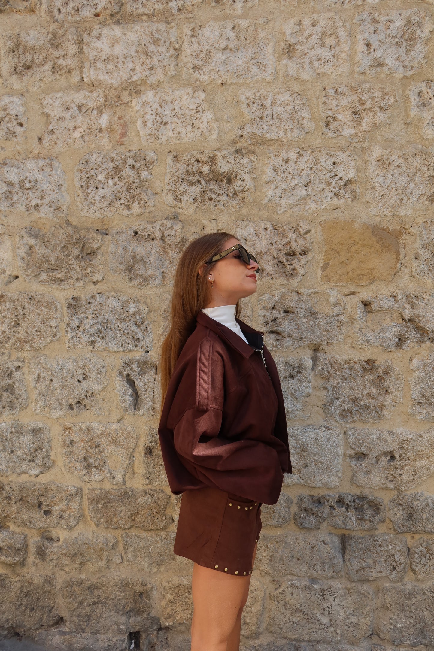 Giacca bomber effetto camoscio sfoderata