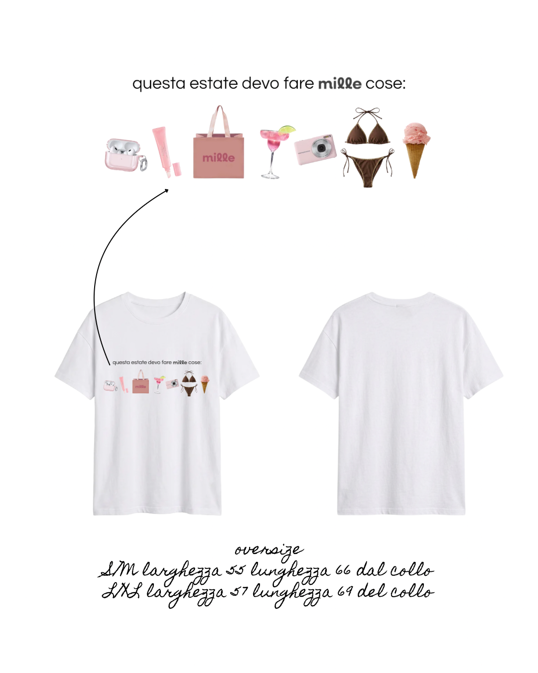 Maglietta millecose oversize