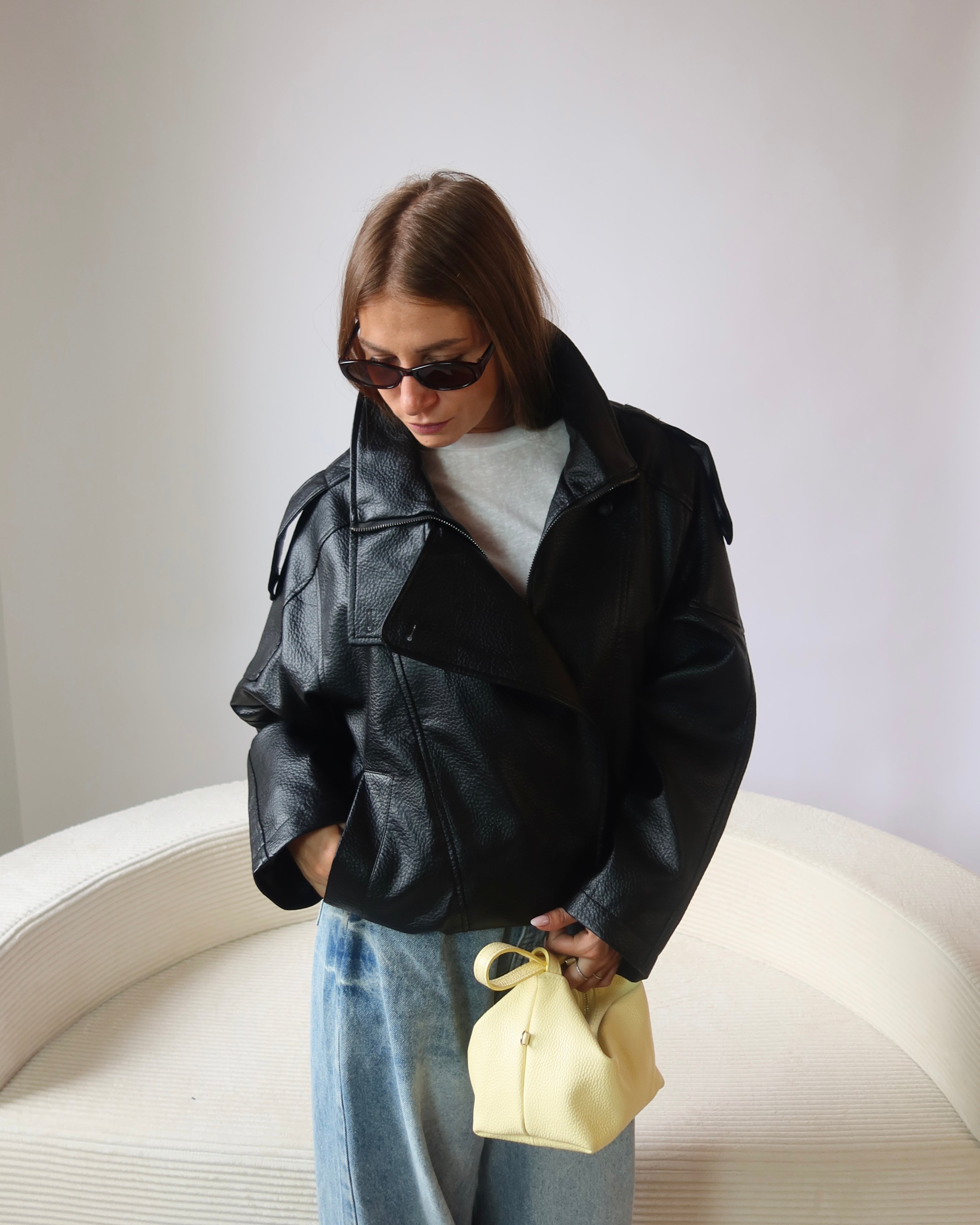 Giacca pelle oversize