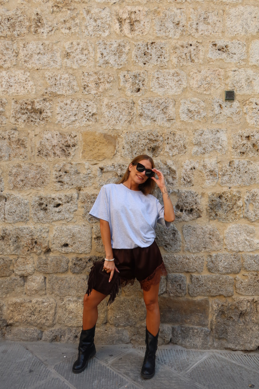 Pantaloncini satin e pizzo