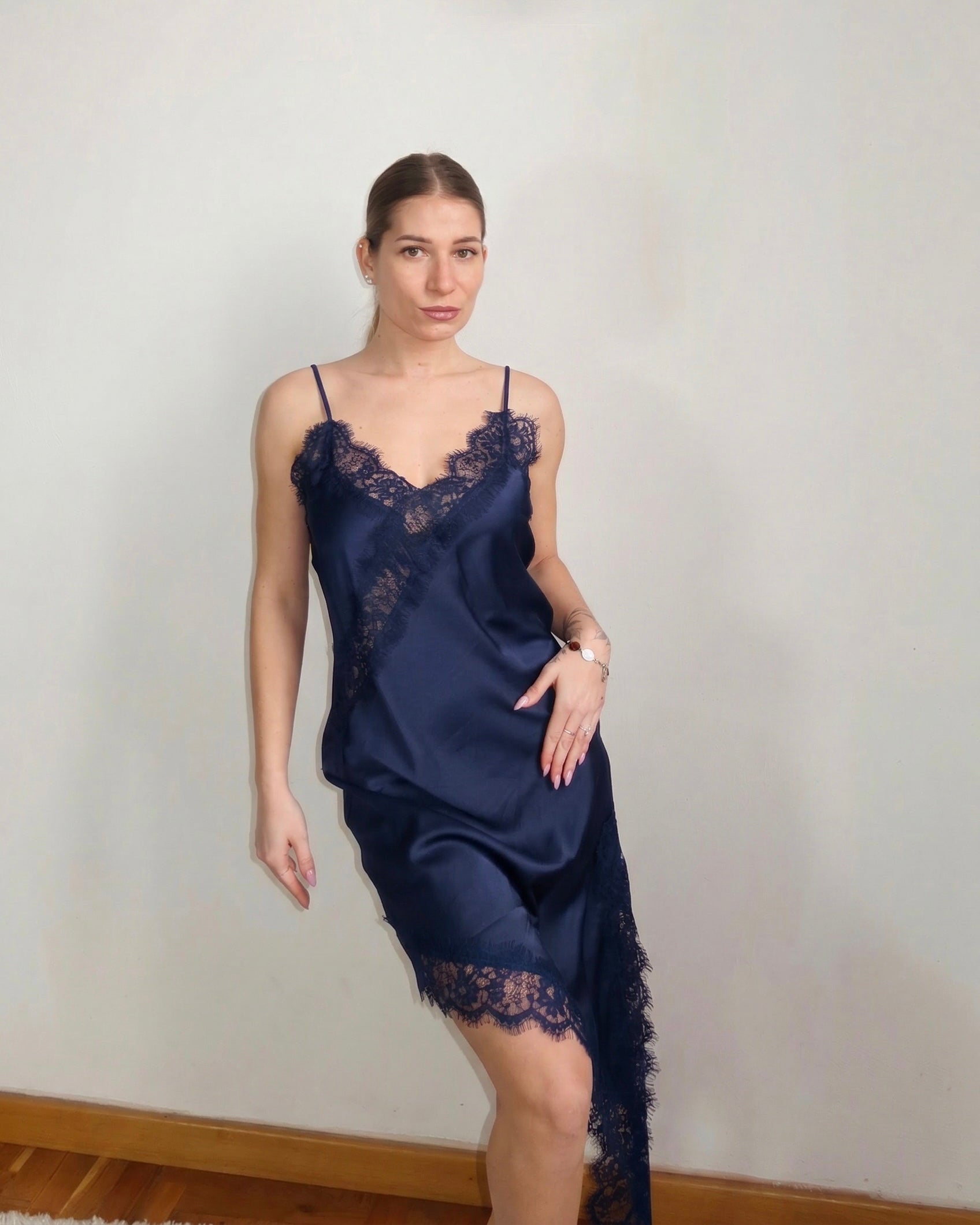 Vestito/top satin e pizzo