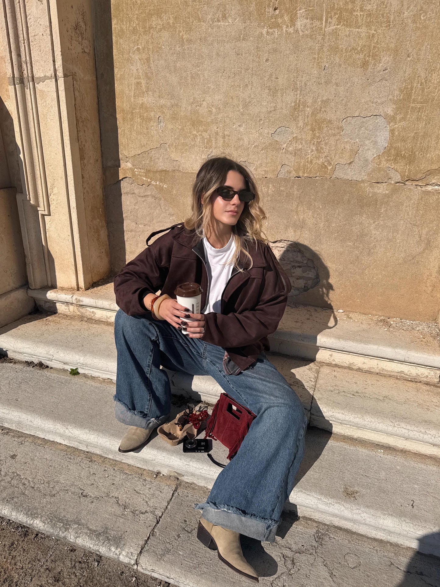 Giacca bomber effetto camoscio sfoderata