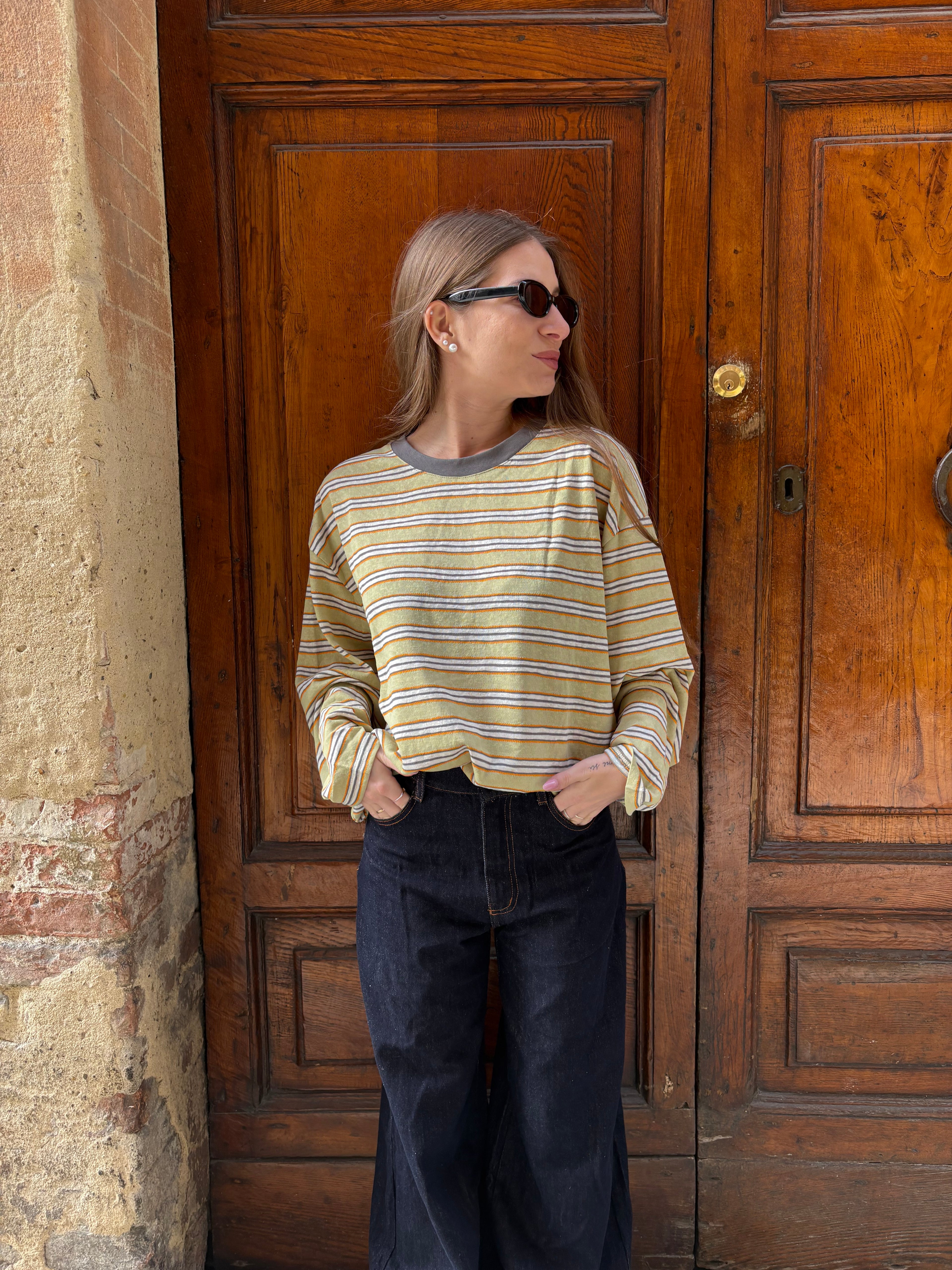 Maglietta fina a righe