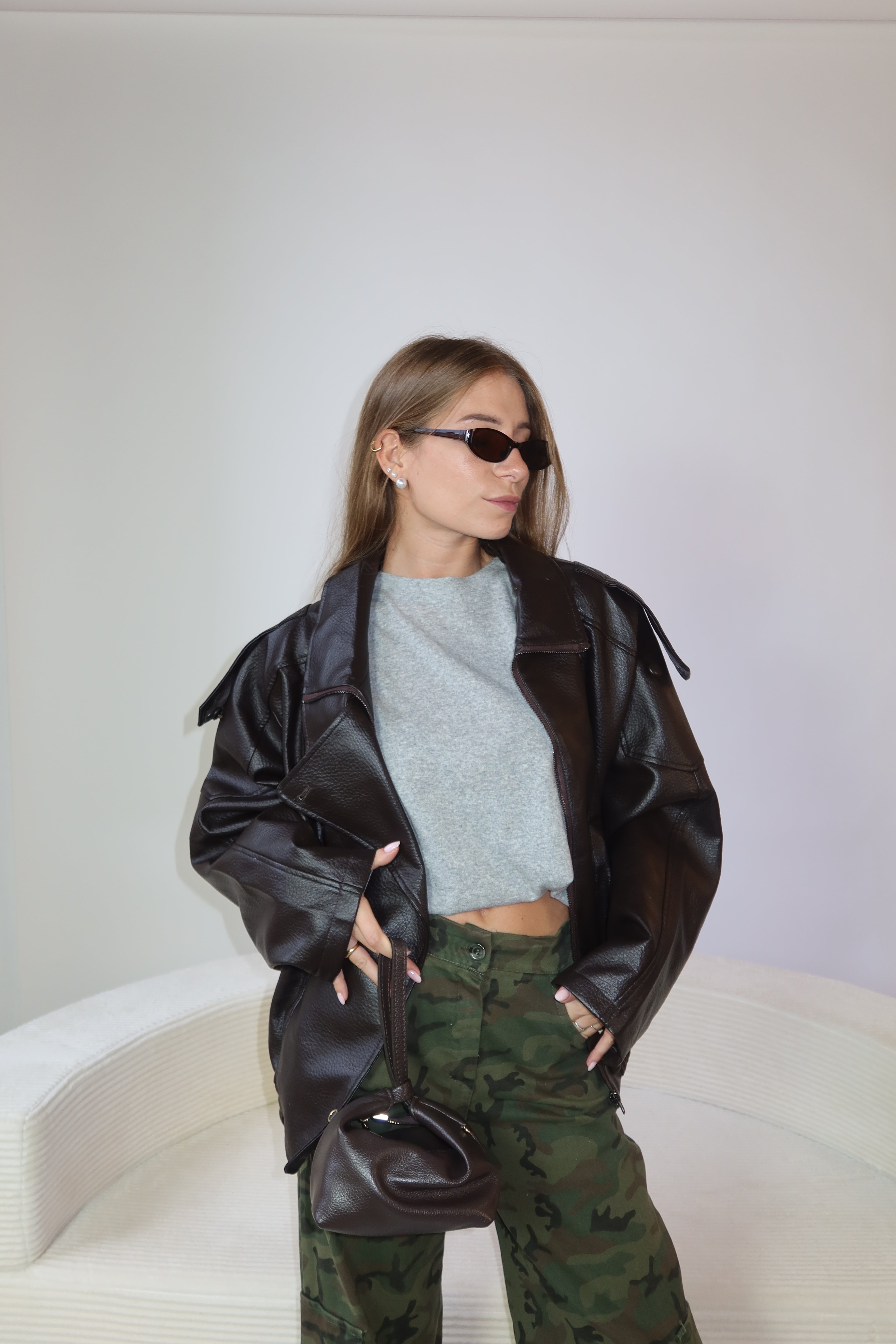 Giacca pelle oversize