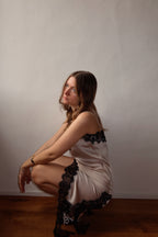 Vestito/top satin e pizzo