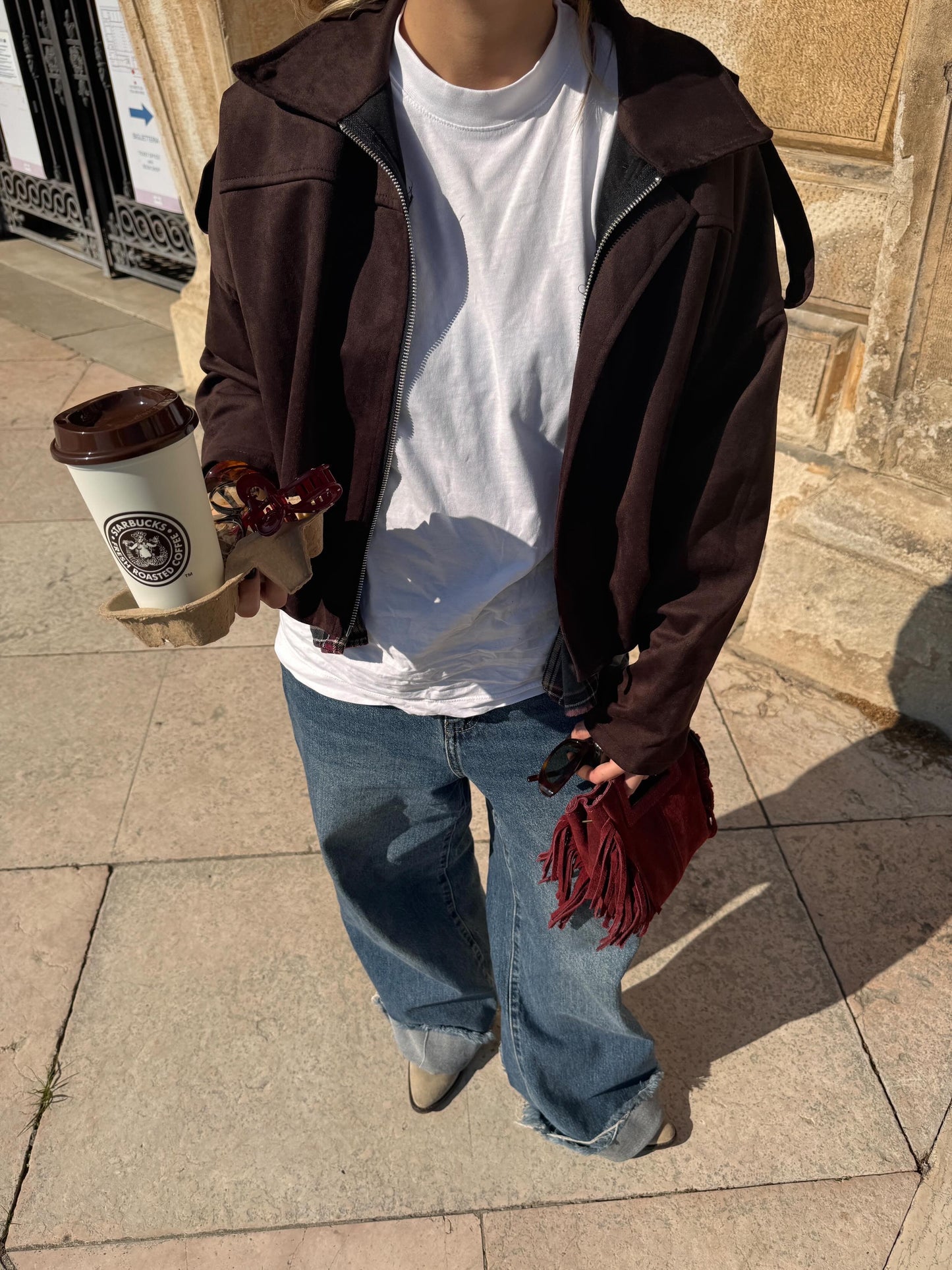 Giacca bomber effetto camoscio sfoderata