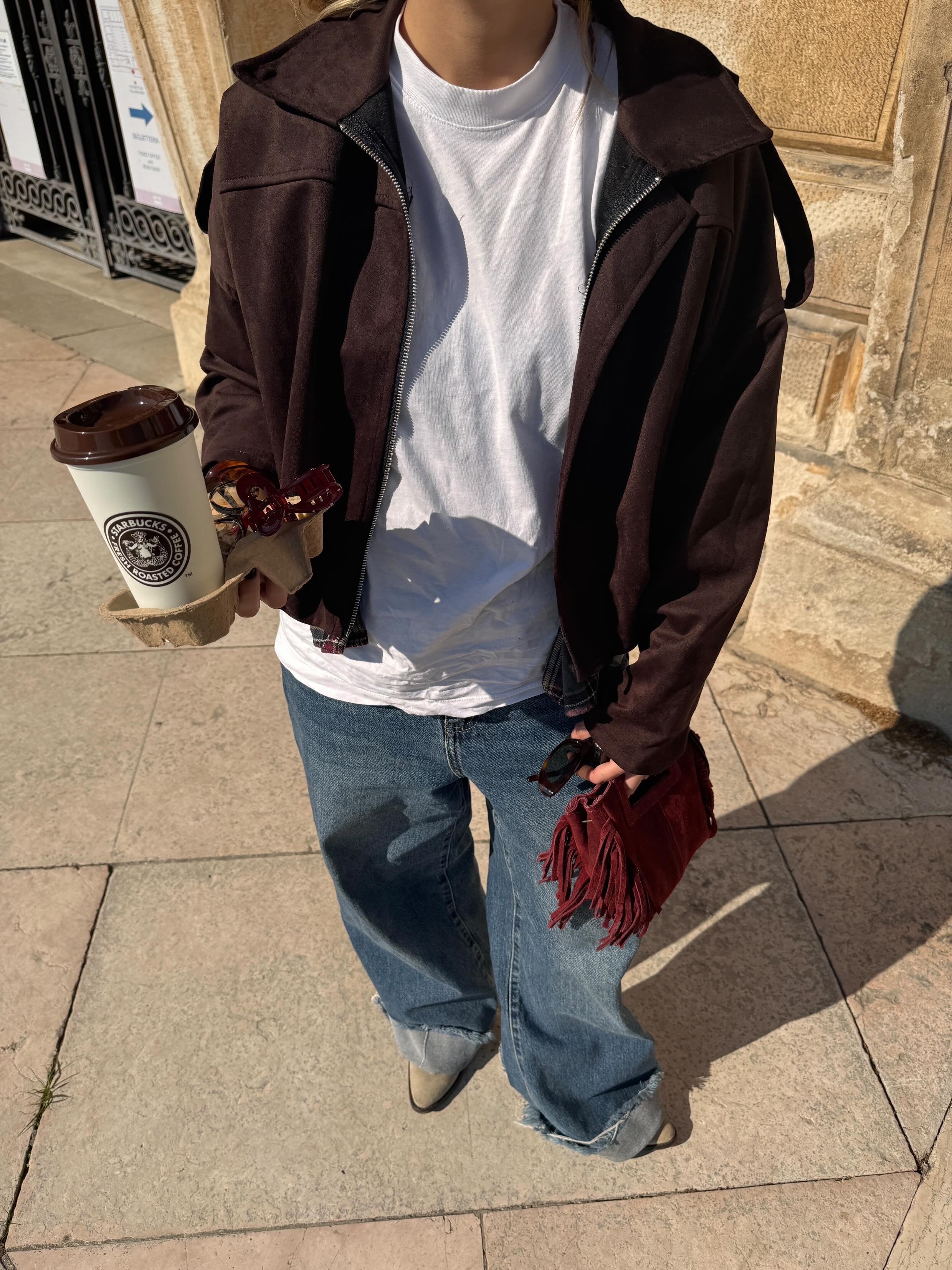 Giacca bomber effetto camoscio sfoderata