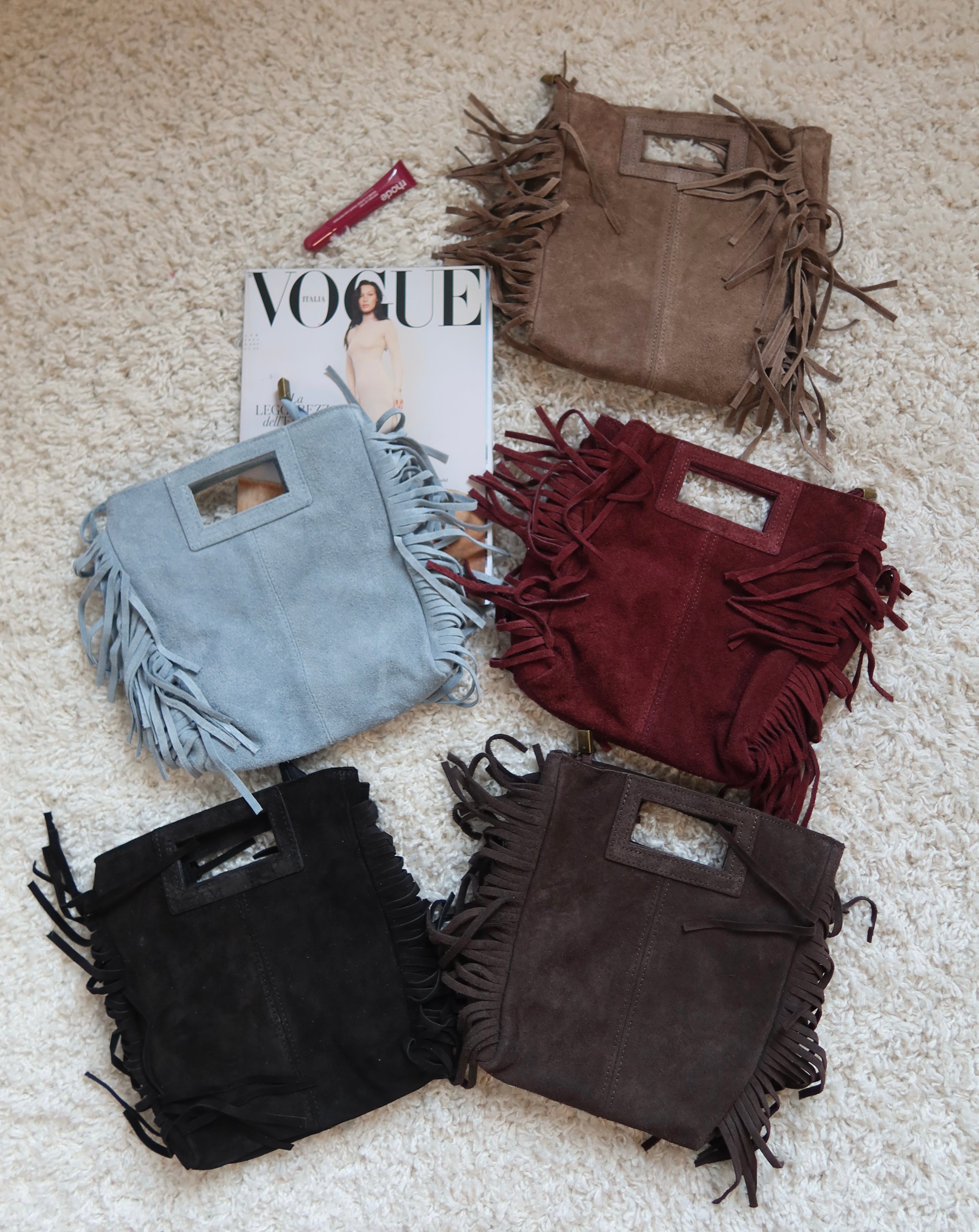 Borsa frange grande vera pelle