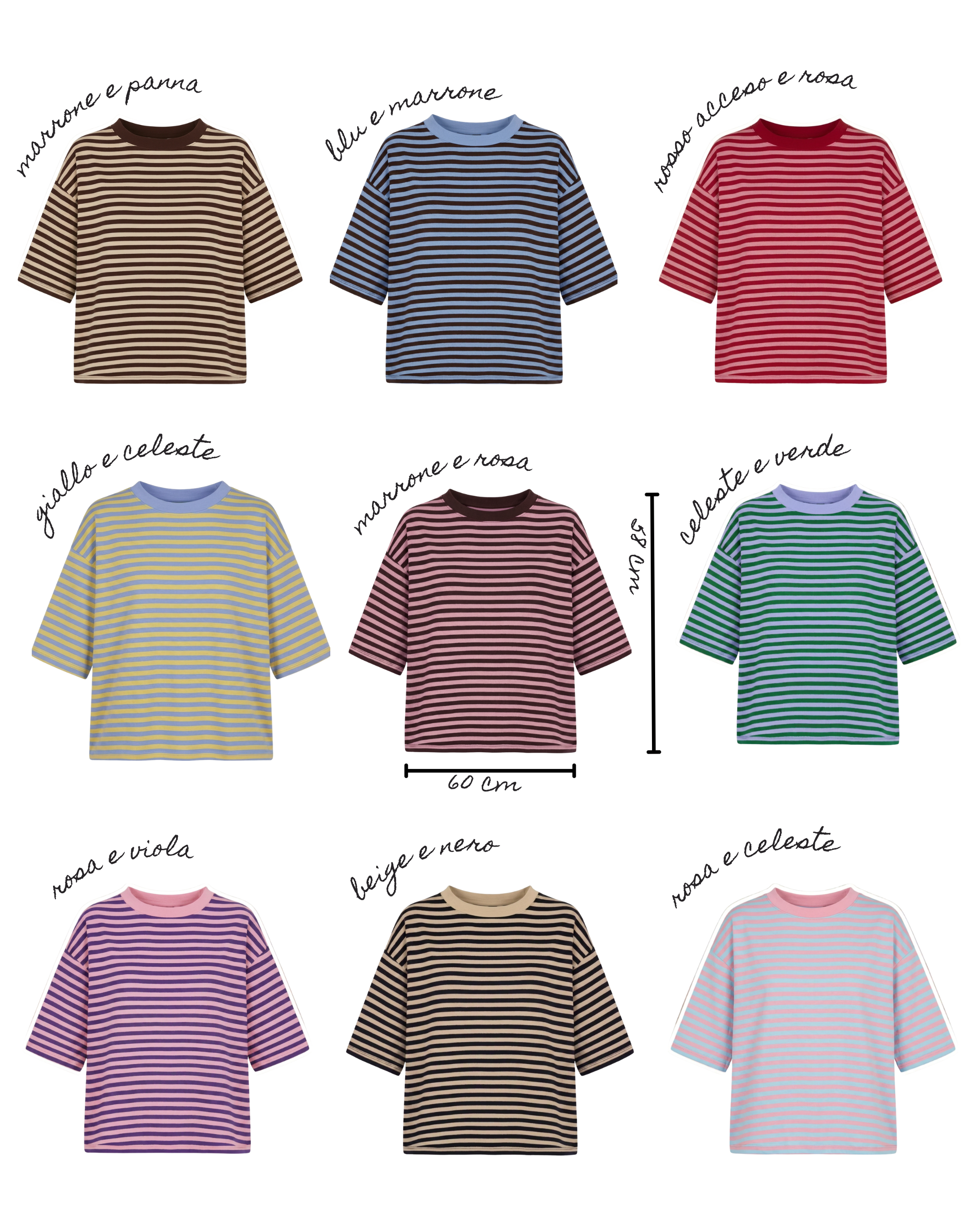 Maglietta a righe mezze maniche