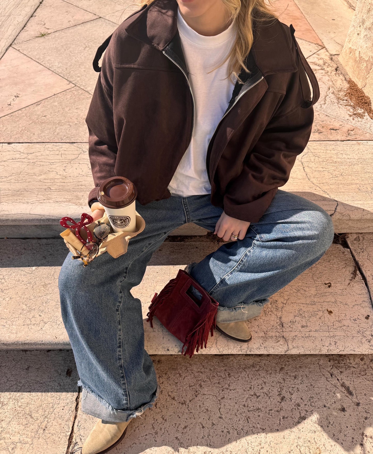 Giacca bomber effetto camoscio sfoderata