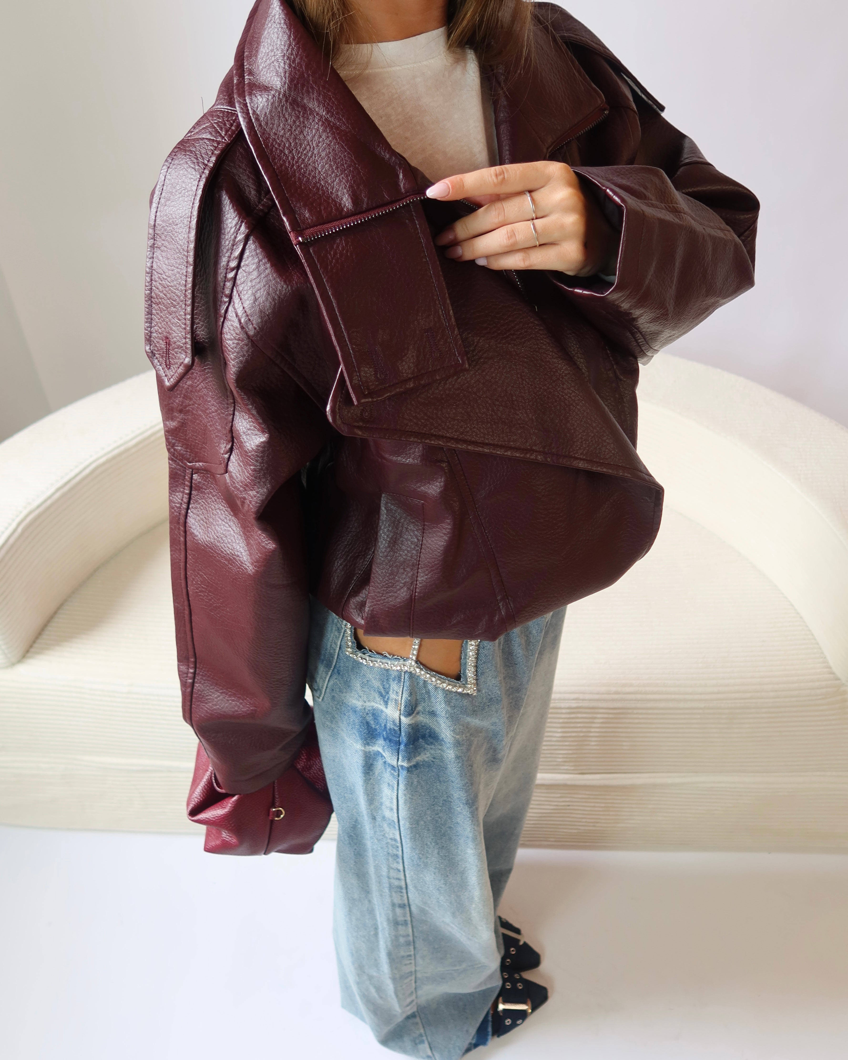 Giacca pelle oversize