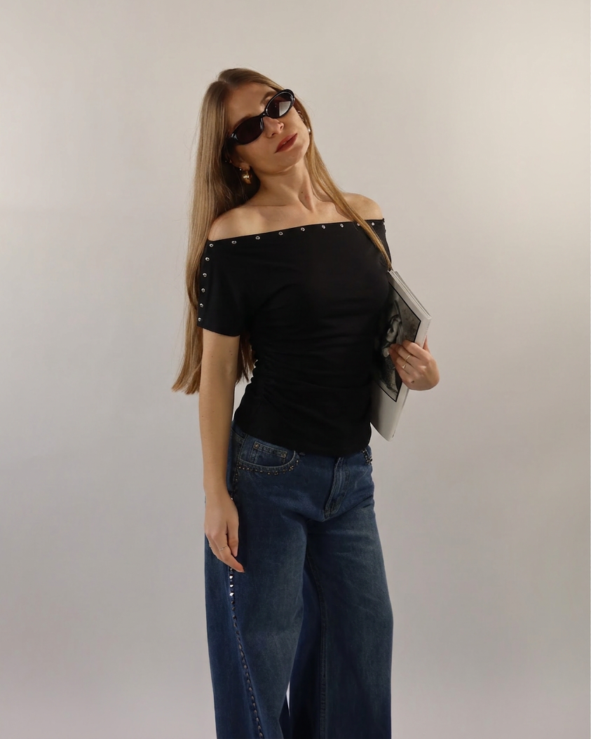 Maglietta maniche corte borchie