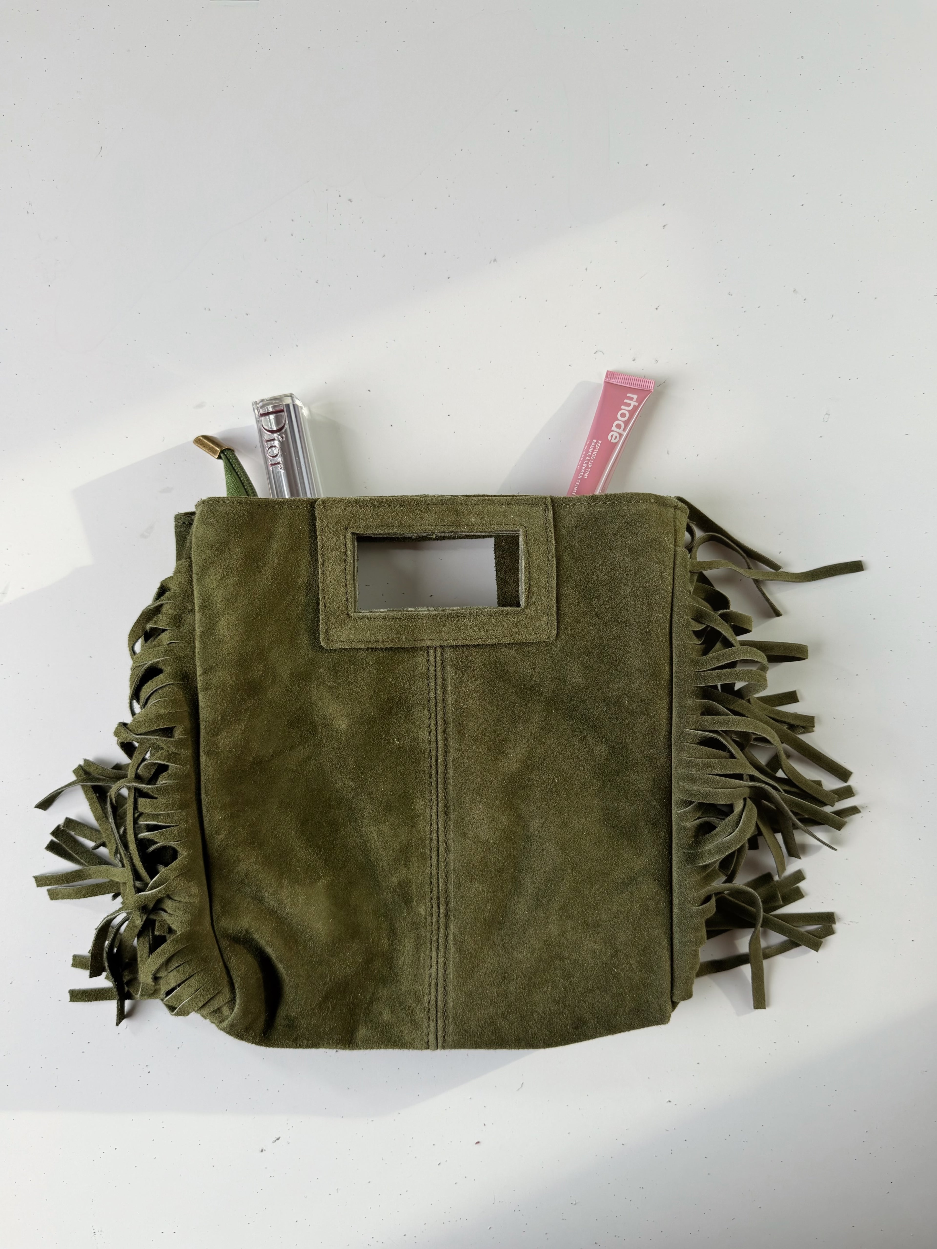 Borsa frange grande vera pelle