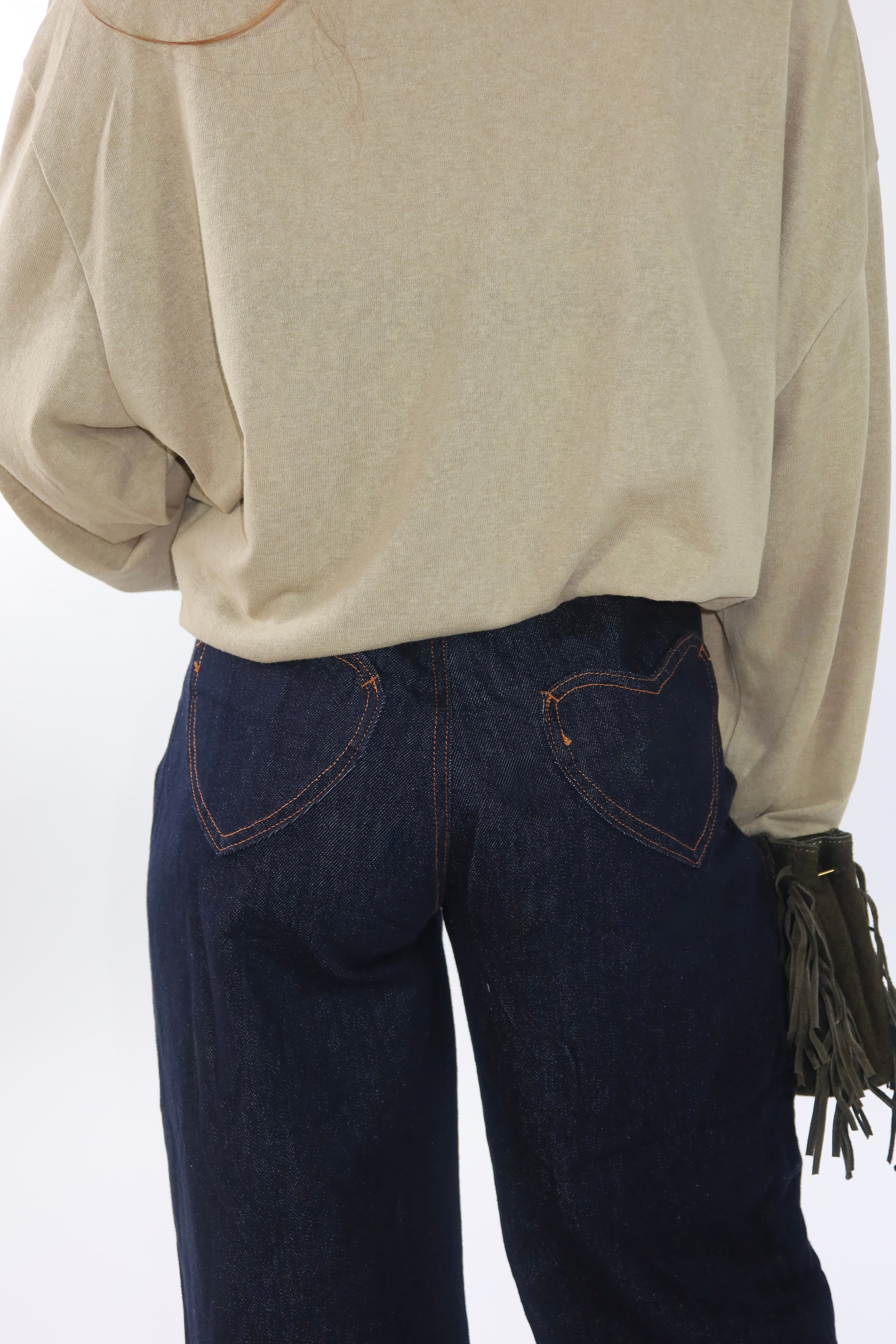 Jeans denim scuro cuore