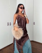 Vestito/top satin e pizzo