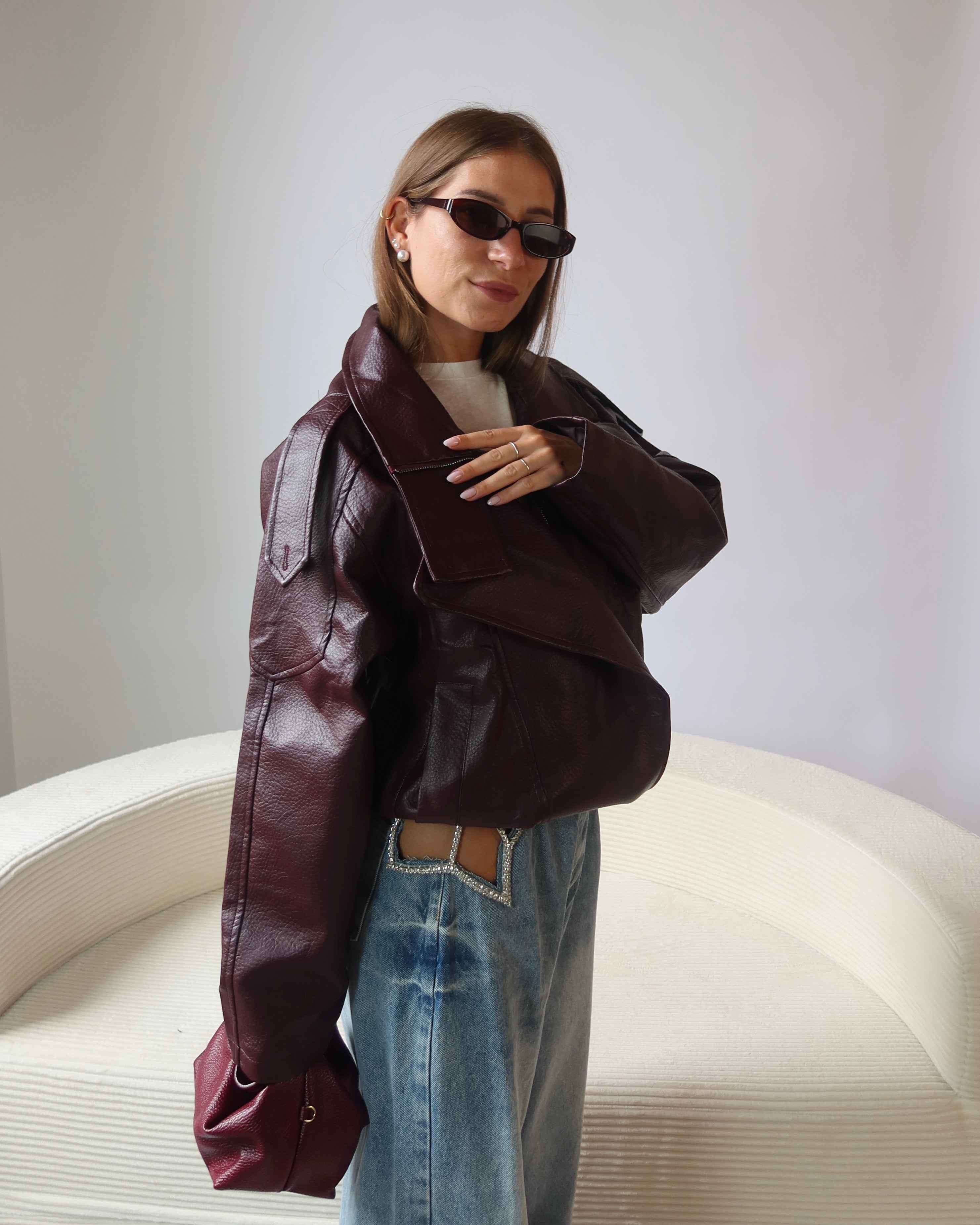 Giacca pelle oversize