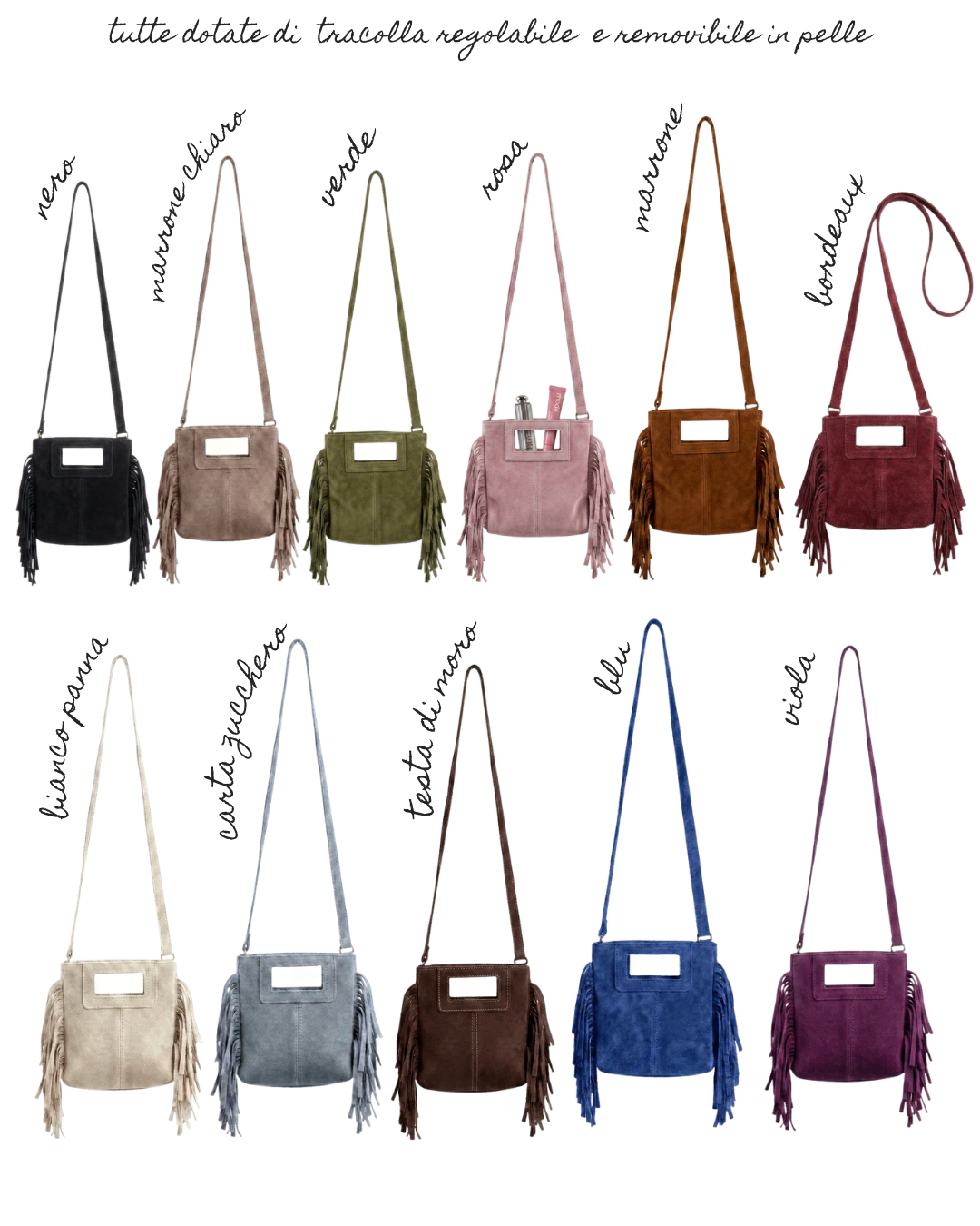 Borsa frange grande vera pelle