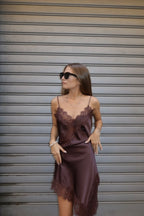 Vestito/top satin e pizzo