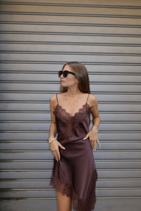 Vestito/top satin e pizzo