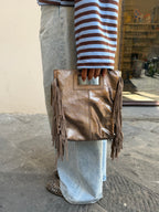 Borsa frange laminata grande
