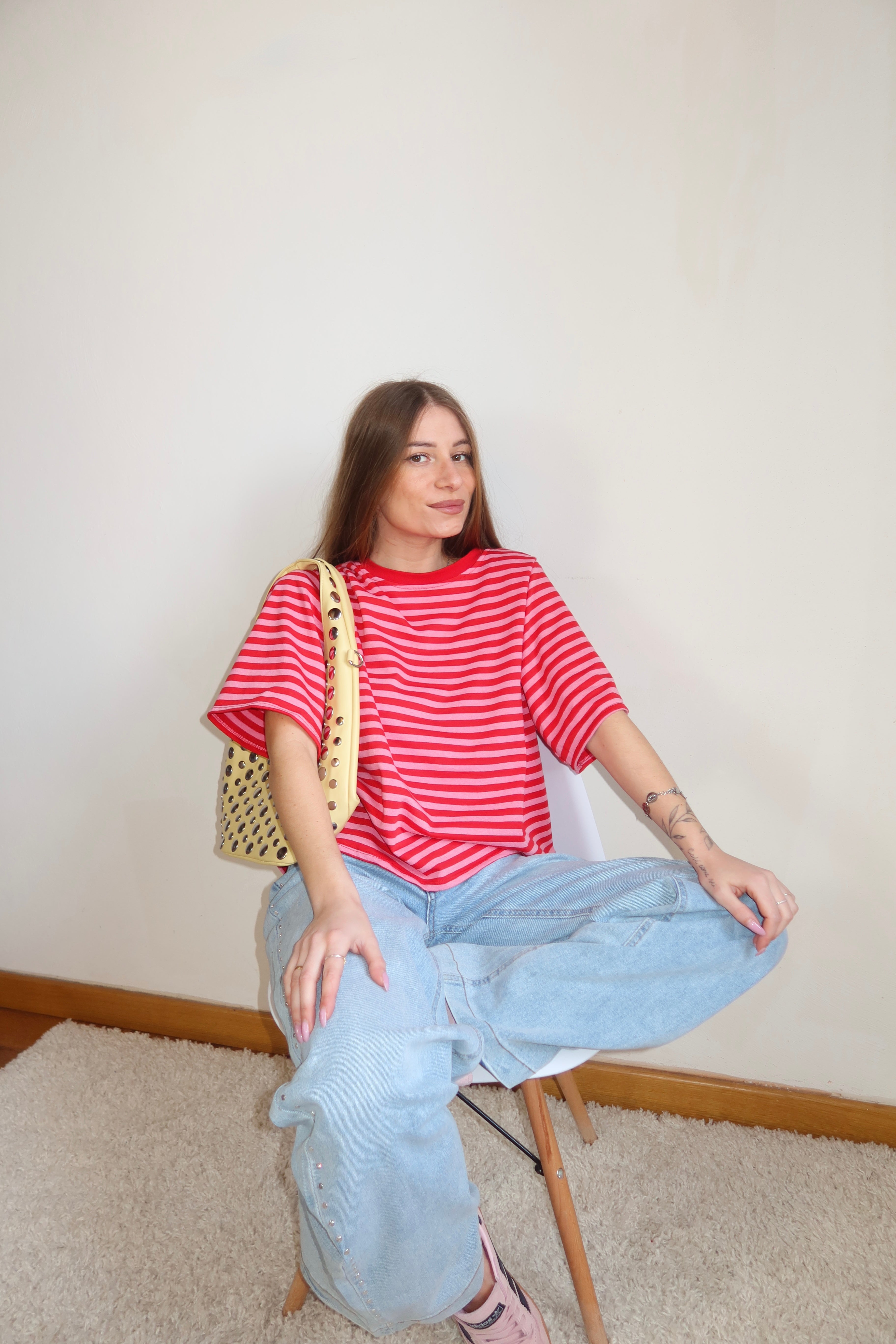 Maglietta a righe mezze maniche