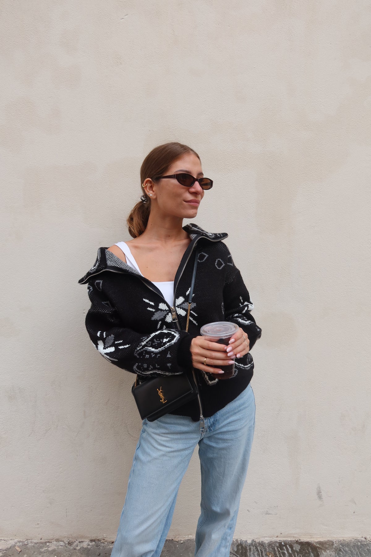Giacca cardigan bandana con zip
