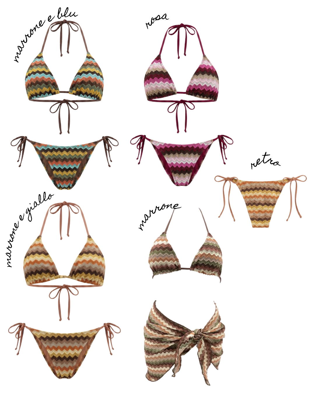 Bikini zig zag color + pareo