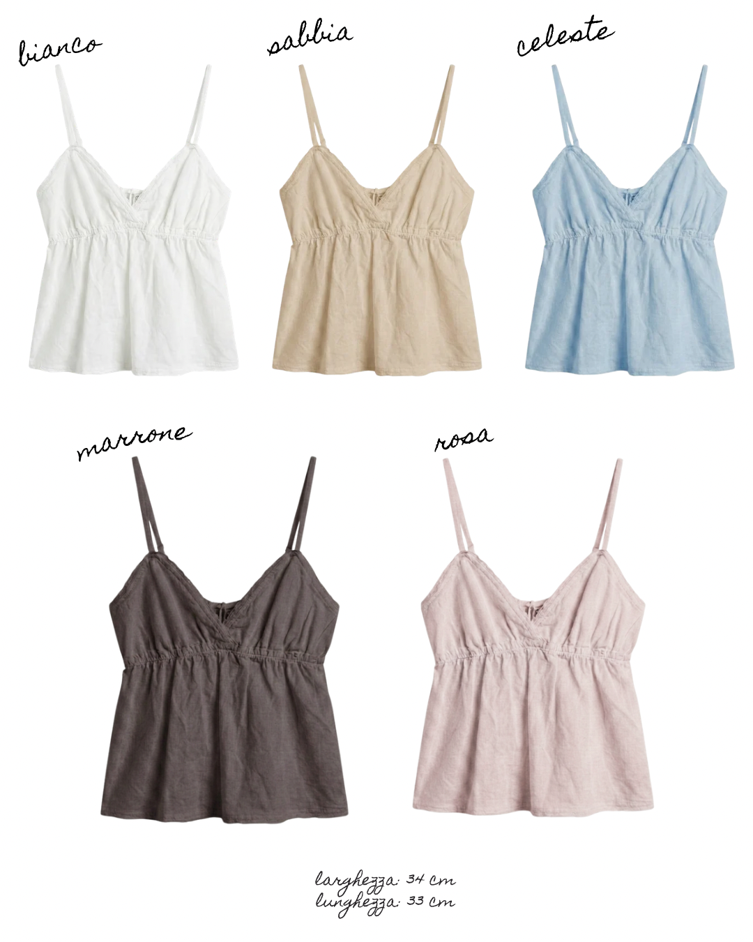 Top cami 55% lino 45% cotone
