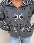 Giacca cardigan bandana con zip