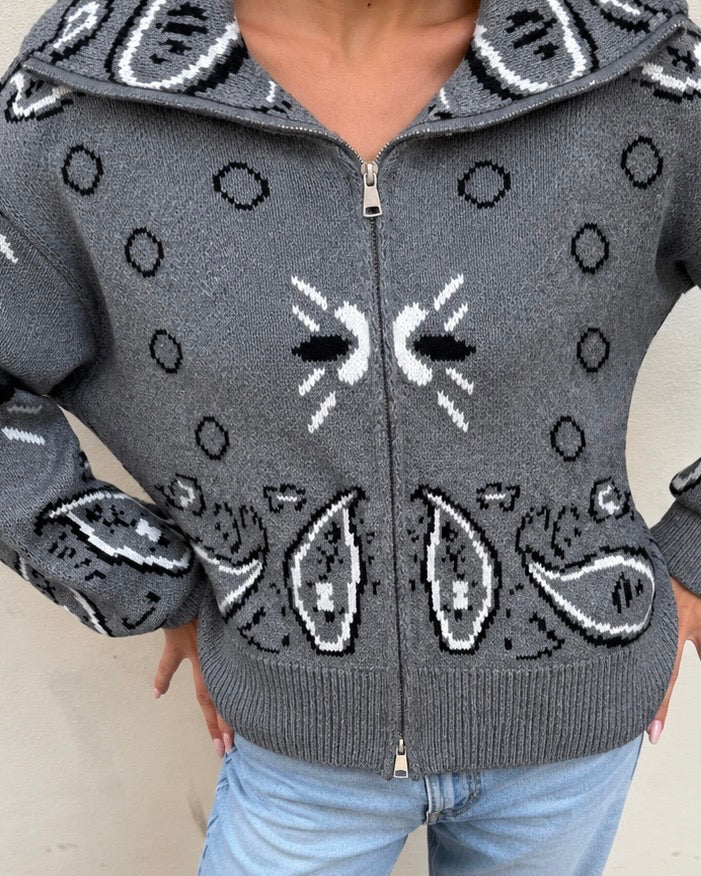 Giacca cardigan bandana con zip