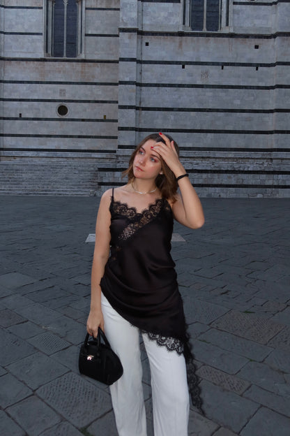 Vestito/top satin e pizzo