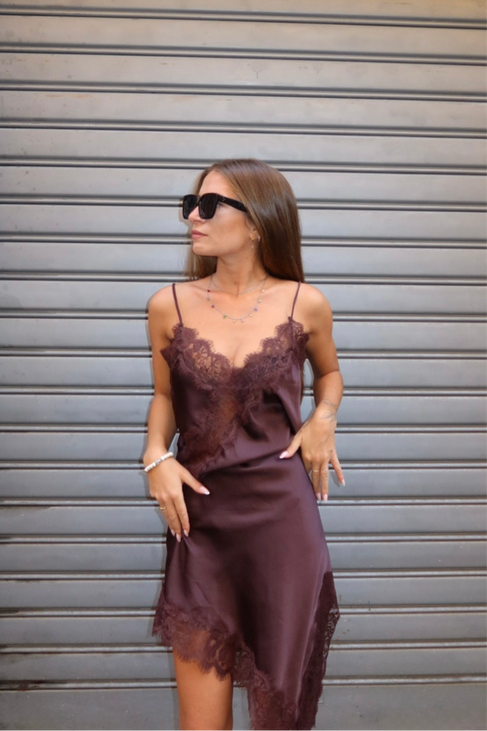 Vestito satin e pizzo