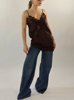 Top satin e pizzo