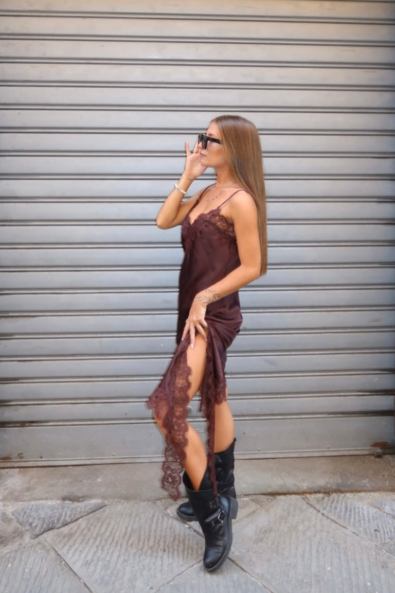 Vestito satin e pizzo