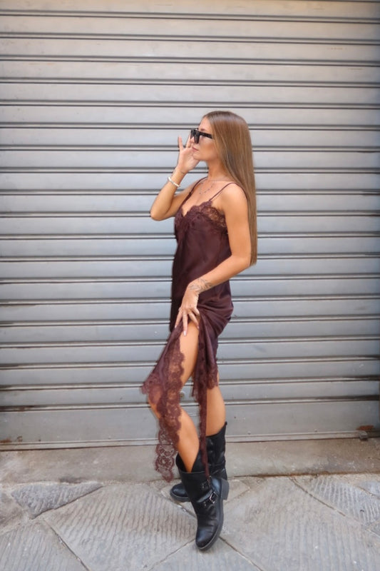 Vestito satin e pizzo