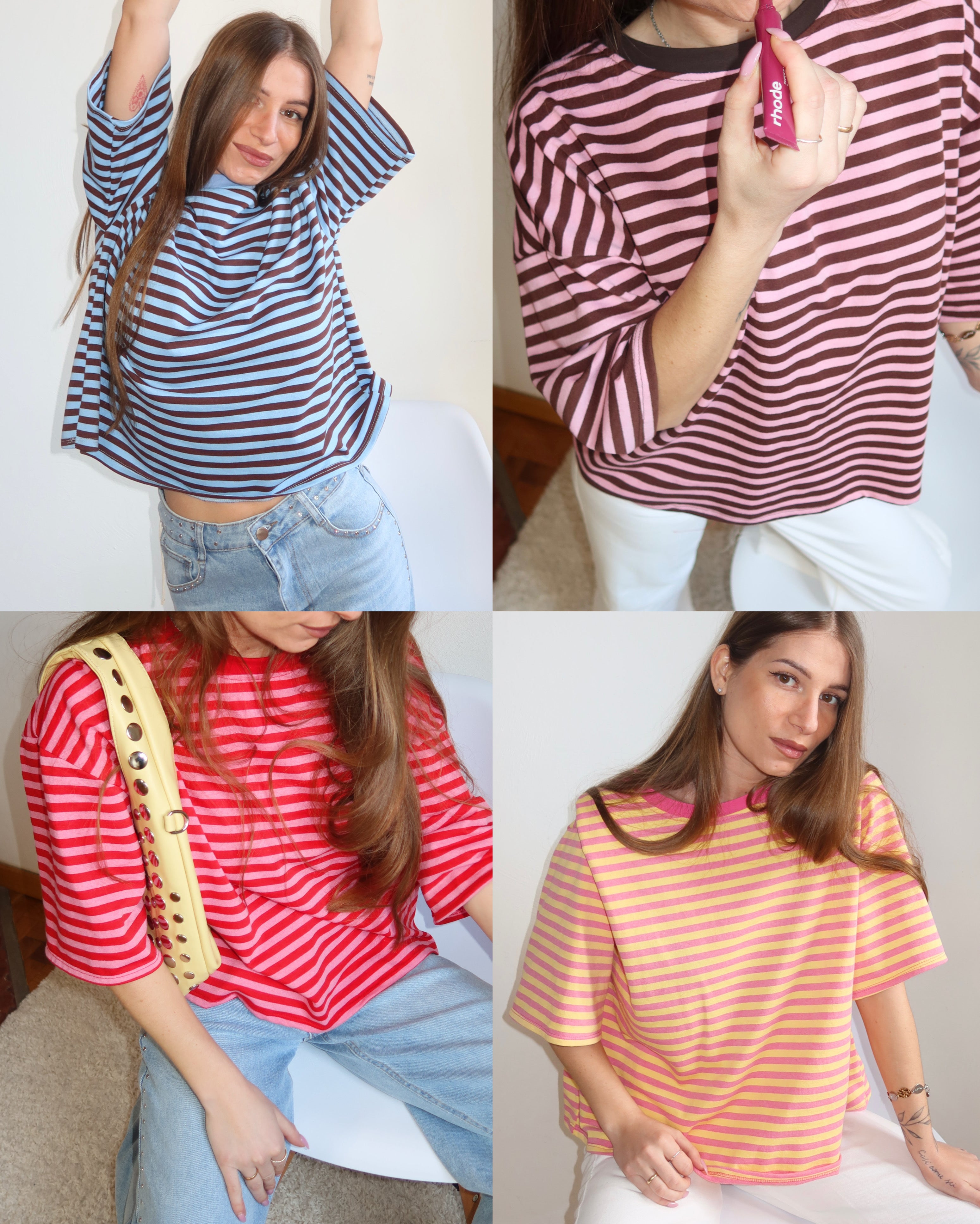 Maglietta a righe mezze maniche