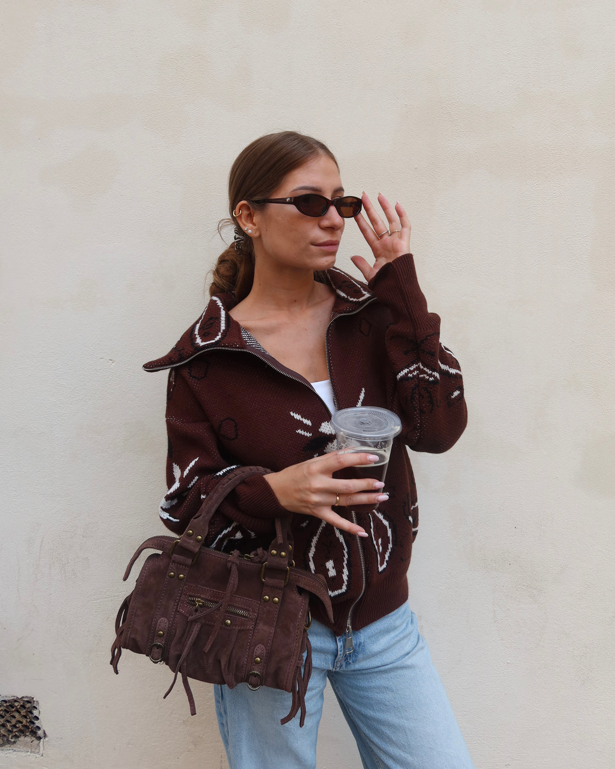 Giacca cardigan bandana con zip