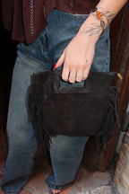 Borsa frange grande vera pelle
