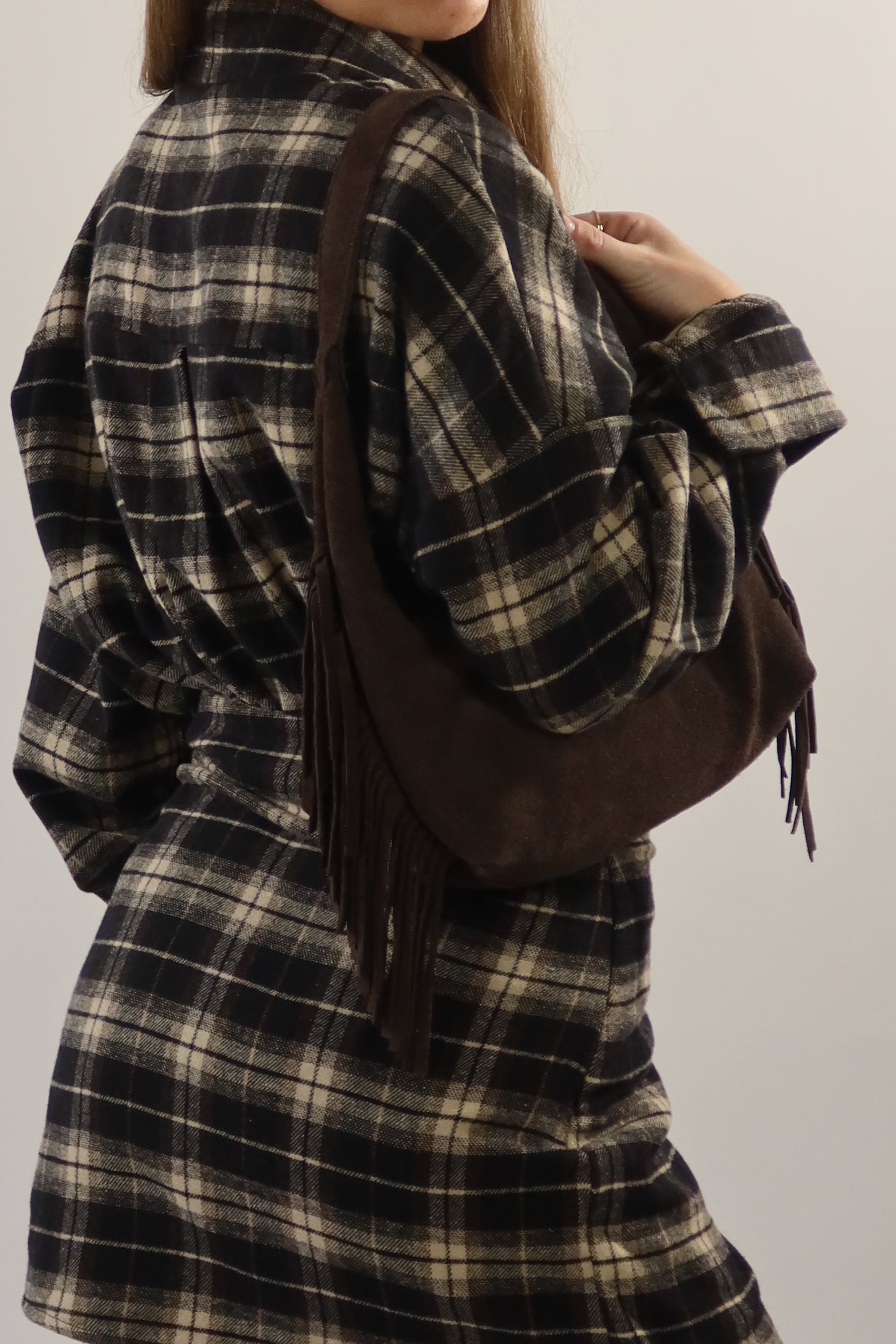 Borsa mezzaluna frange VERA PELLE