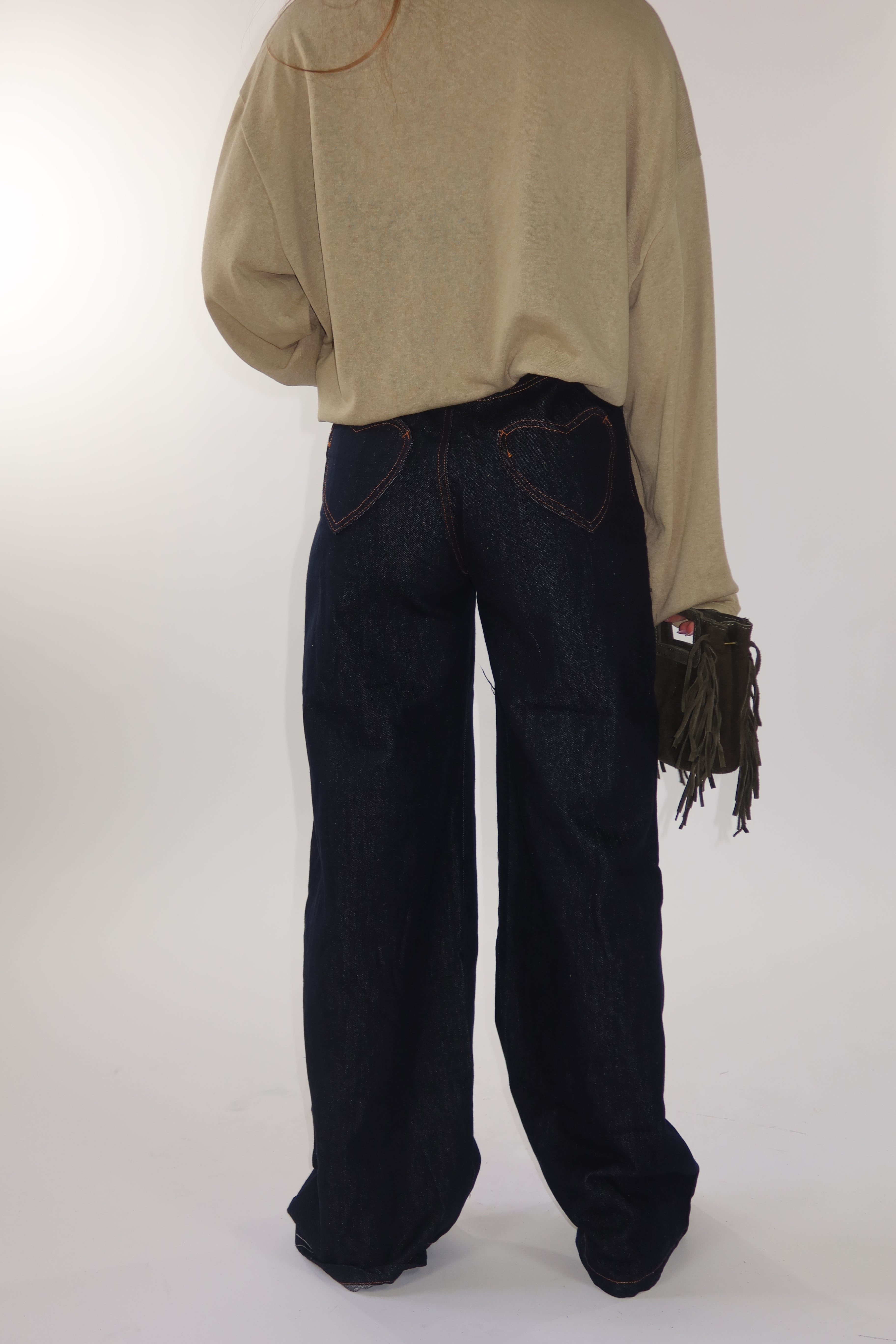 Jeans denim scuro cuore