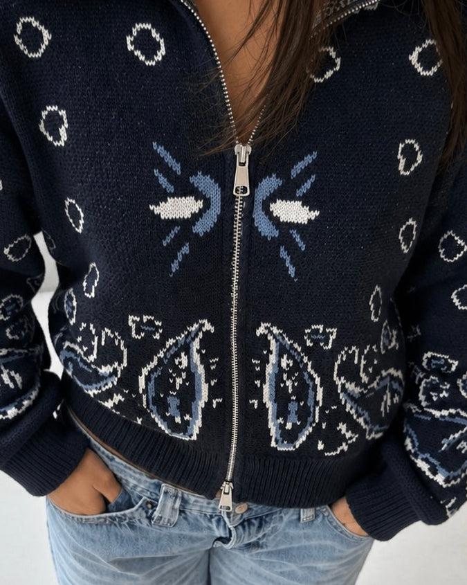 Giacca cardigan bandana con zip