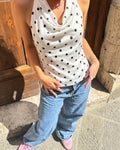 Top satin pois