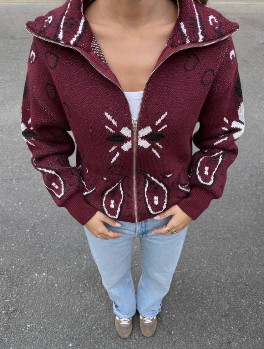 Giacca cardigan bandana con zip
