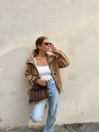 Giacca cardigan bandana con zip