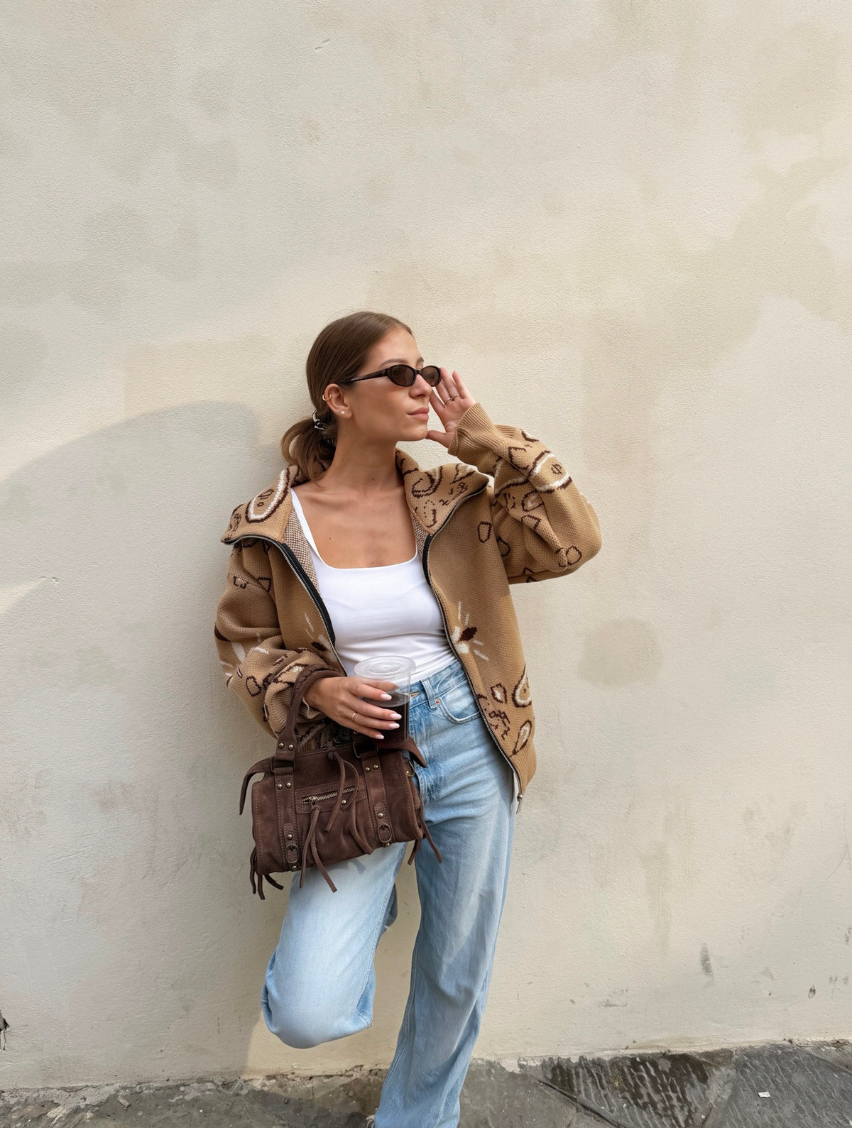Giacca cardigan bandana con zip
