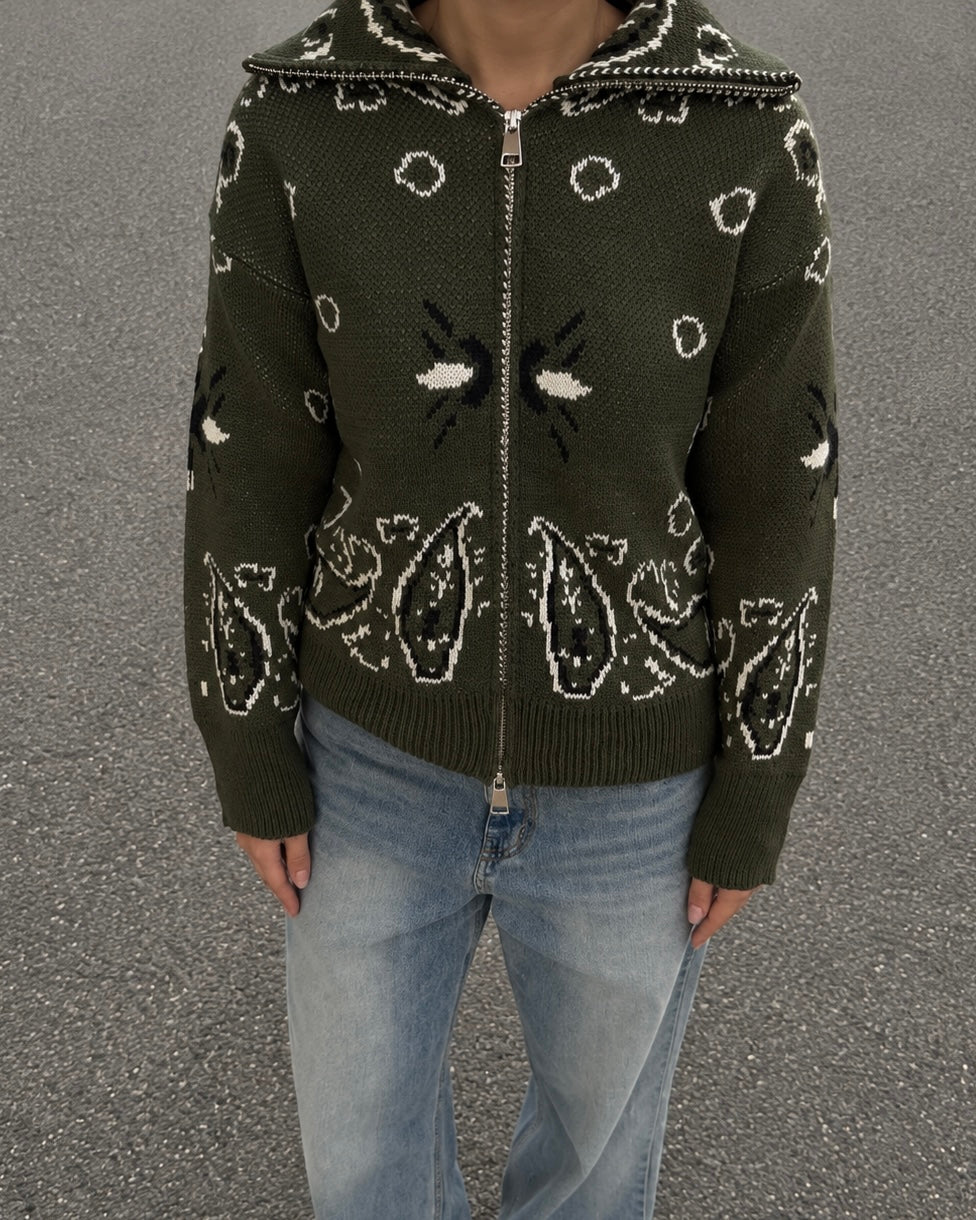 Giacca cardigan bandana con zip