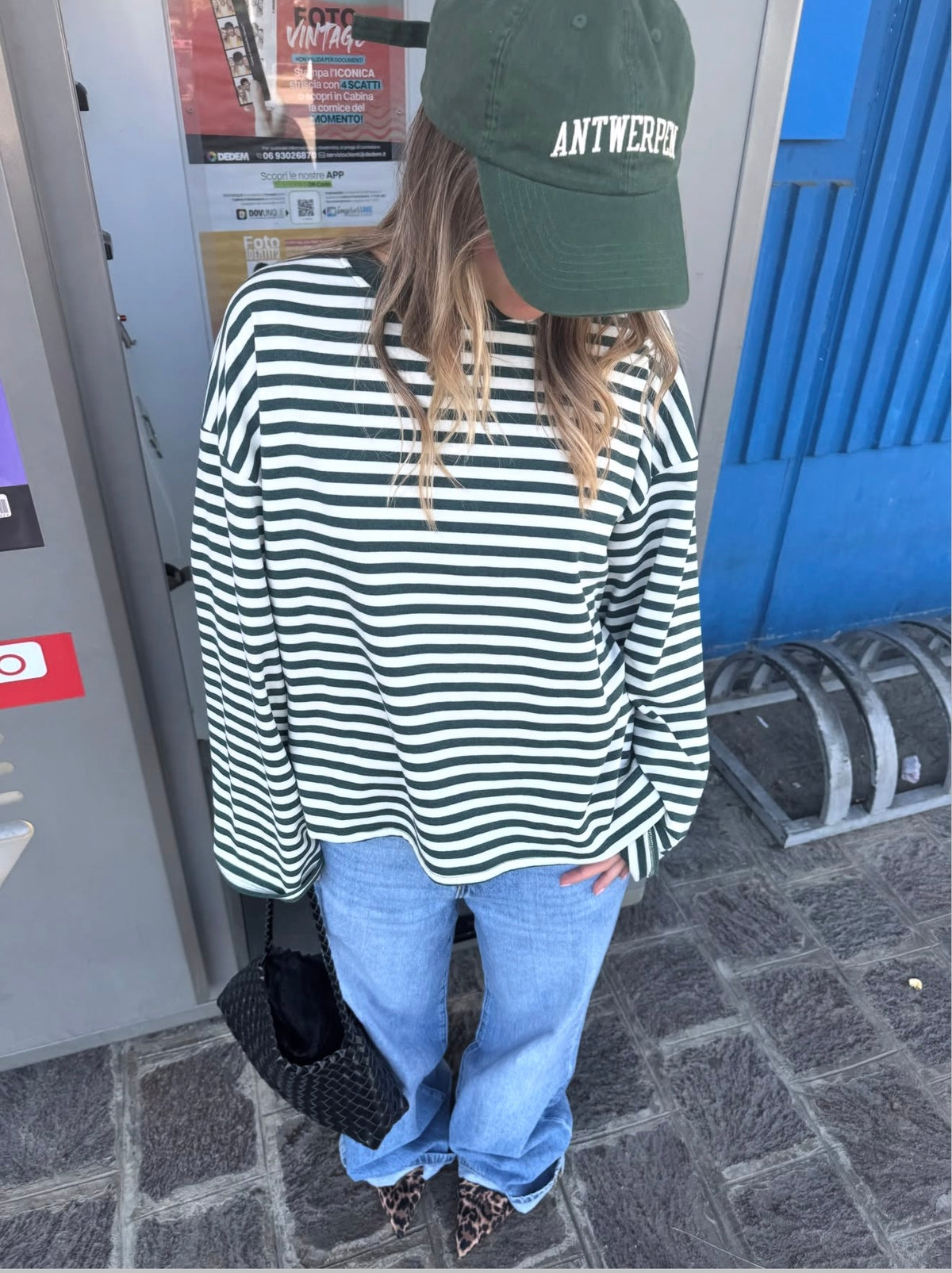 Maglietta a righe maniche lunghe