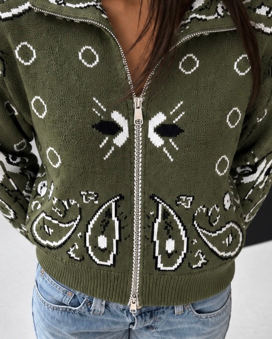 Giacca cardigan bandana con zip